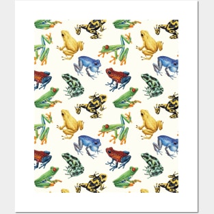 Frogs on natural white Posters and Art